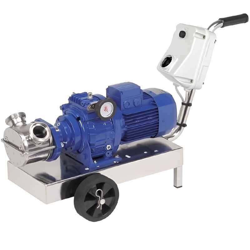 Pompe à impulseur pour sucre liquide LIVERANI VA MINOR 40 NR TF 1,5kW, 175-900tr/min, 380V avec variateur, sur chariot, panneau de commande CE