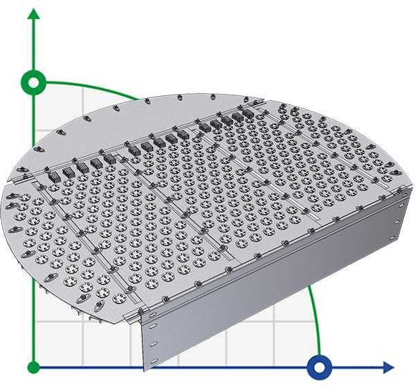 Plato de válvulas para columna de destilación EDV® ADV 1800 mm