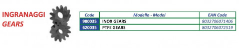 INOX GEARS engranajes de acero inoxidable para bombas ROVER POMPE
