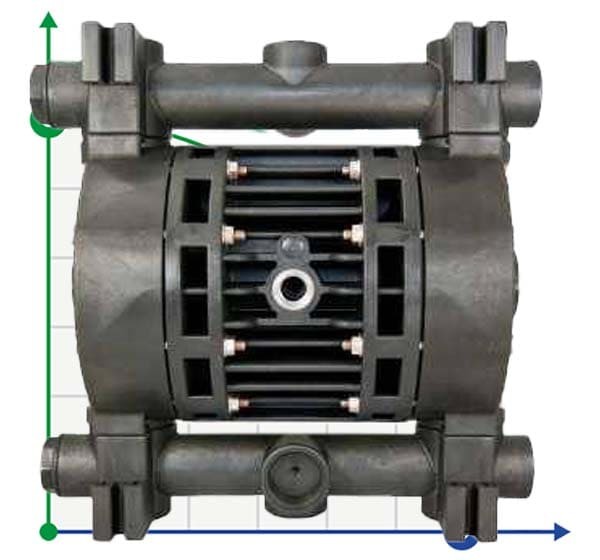 Pompe pneumatique à membrane pour eau oxygénée PHOENIX P252 PP  SANTOPRENE+PTFE, 250 l/hv