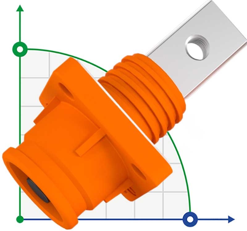 JC-CN14-S-01-M, 450A, 1500V DC конектор гніздо для систем накопичення енергії різьбовий отвір, оранжевий