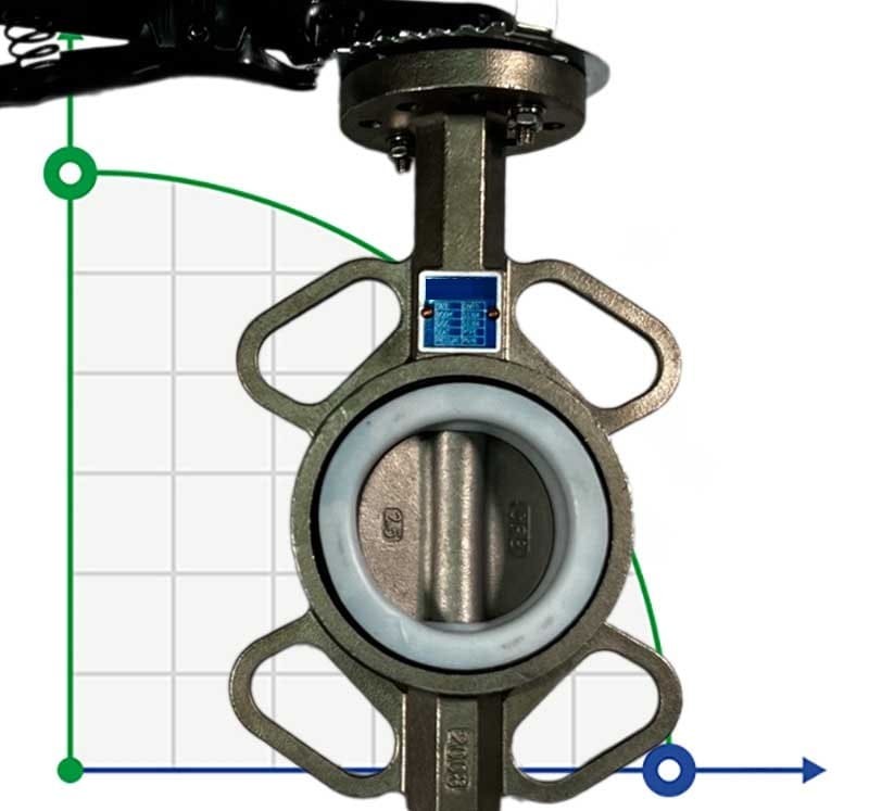 PN16 DN65 Absperrklappe, Gehäuse und Klappenscheibe aus Edelstahl AISI 304, Sitz PTFE