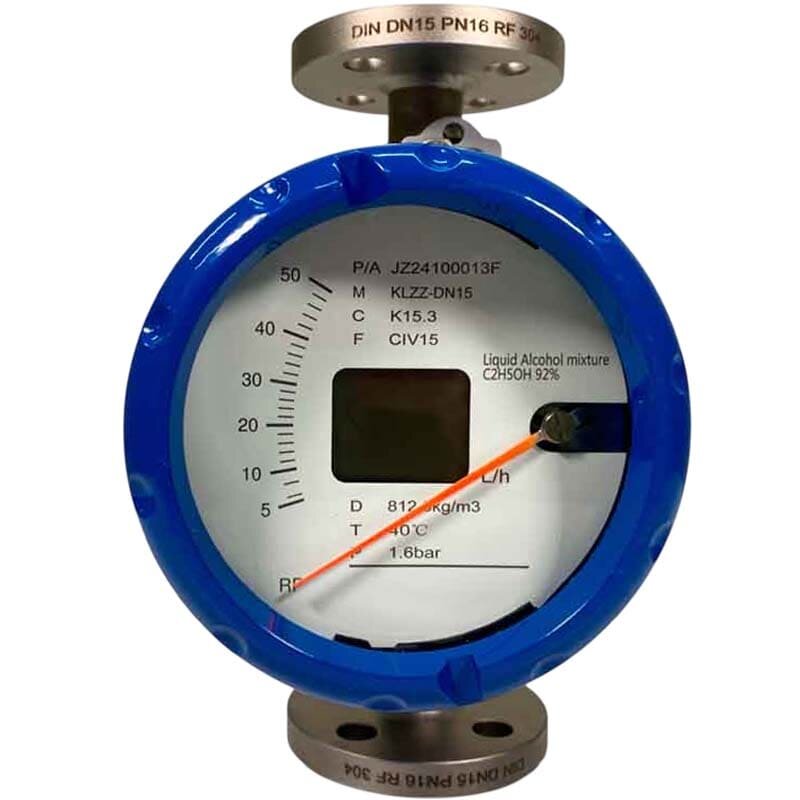 DN15 caudalímetro rotámetro de acero inoxidable KLZZ PN6 (mezcla de alcohol líquido C2H5OH 92%), 5-50 l/h, 4-20mA, Ex