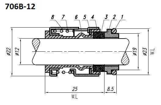 Уплотнения насоса Grundfos R-706B 16, L, CAR/SIC, EPDM, 304