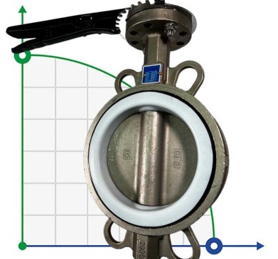 PN16 DN125 Butterfly valve, body and disc made of stainless steel AISI 304, Seat PTFE