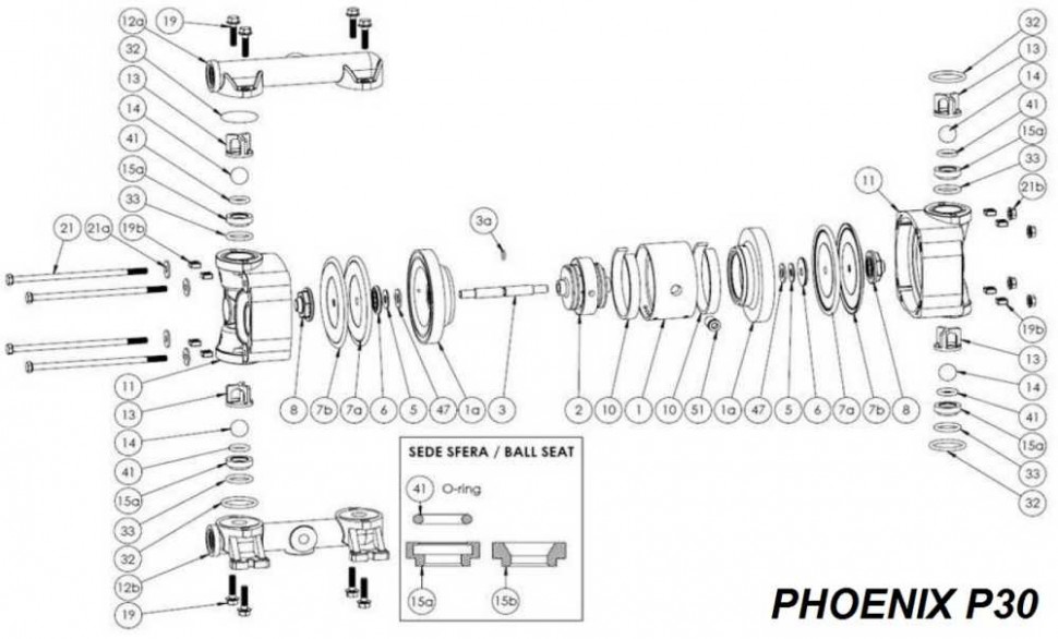 Uszczelka górna, PTFE, PHOENIX P30