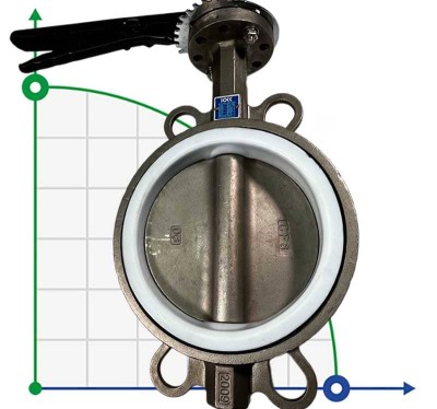 PN16 DN150 Butterfly valve, body and disc made of stainless steel AISI 304, Seat PTFE