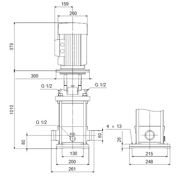 Вертикальный многоступенчатый насос GRUNDFOS CRI 10-22 A-P-T-E-HQQE 96549373