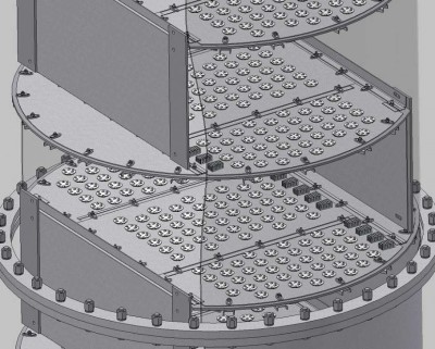Kolonnenventilplatte 1600 mm, 3 mm dick, Ventil 2 mm, H - 500 mm, AISI 321