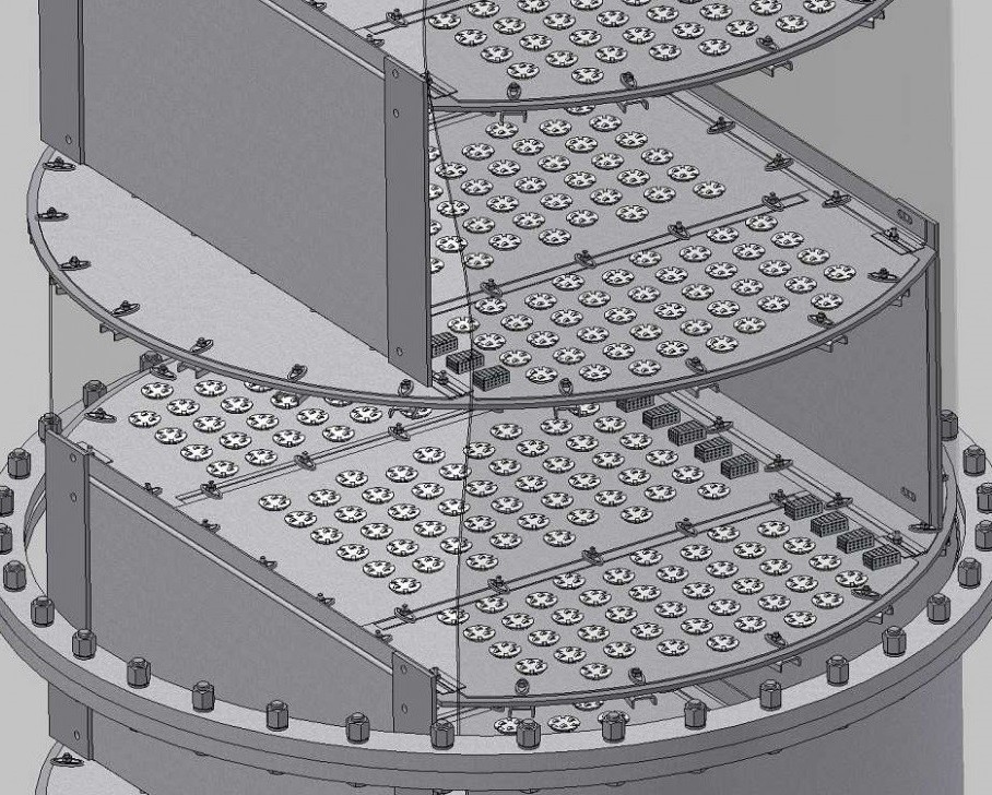 Тарілка клапанна колонна 1500 мм, товщина 3 мм, клапан 2 мм, H - 250 мм, AISI 321