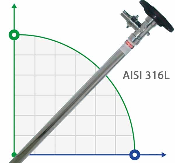 1000 mm, AISI 316L Pumpenteil (Rohr) zur Fasspumpe