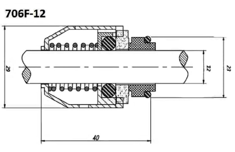 Торцевое уплотнение для Grundfos R-706F 16, TC/TC, VITON, 304