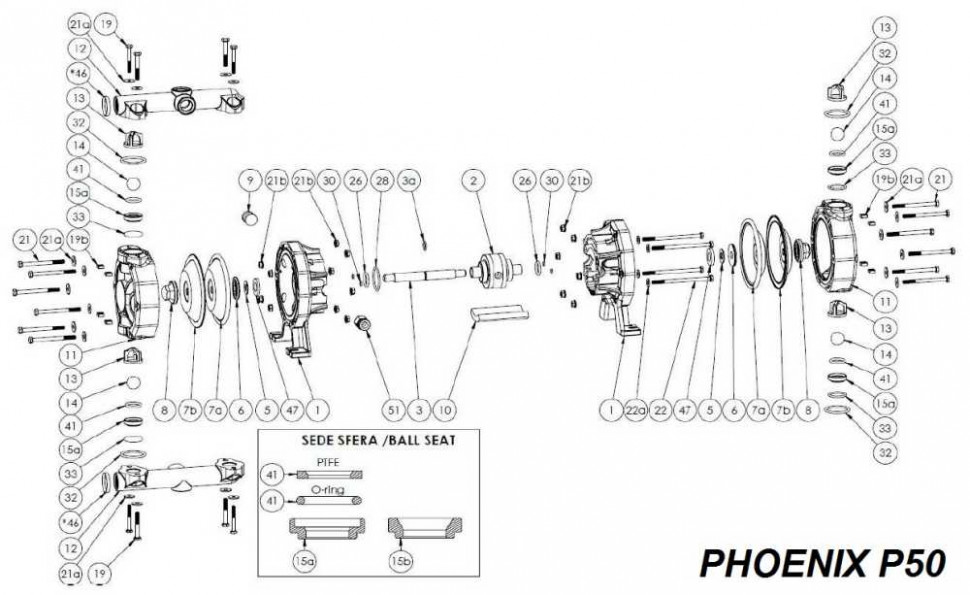 Нижнє ущільнююче кільце O-Ring, PTFE, FLUIMAC PHOENIX P50