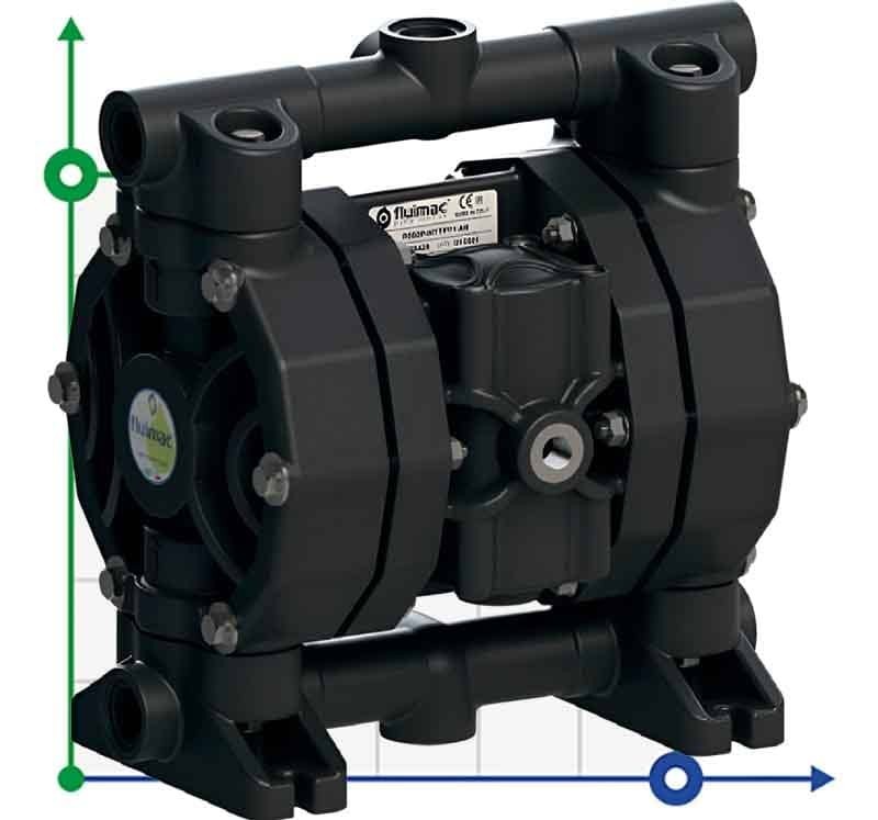 Pneumatic diaphragm pump for acetic acid PHOENIX P60 PVDF SANTOPRENE+PTFE, 65 l/min