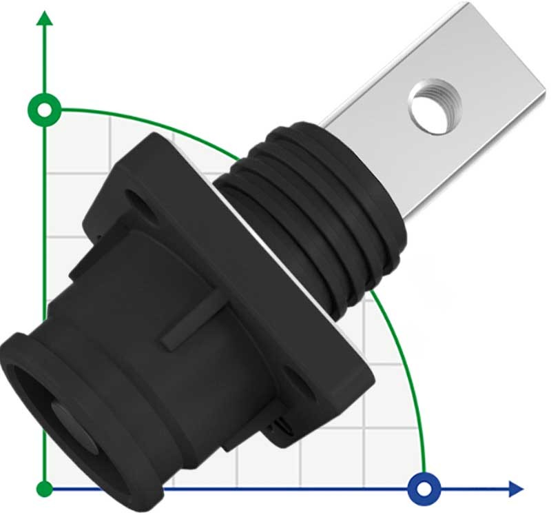 JC-CN12-S-03-M, 350A, 1500V DC разъем гнездо для систем накопления энергии резьбовое отверстие, черный