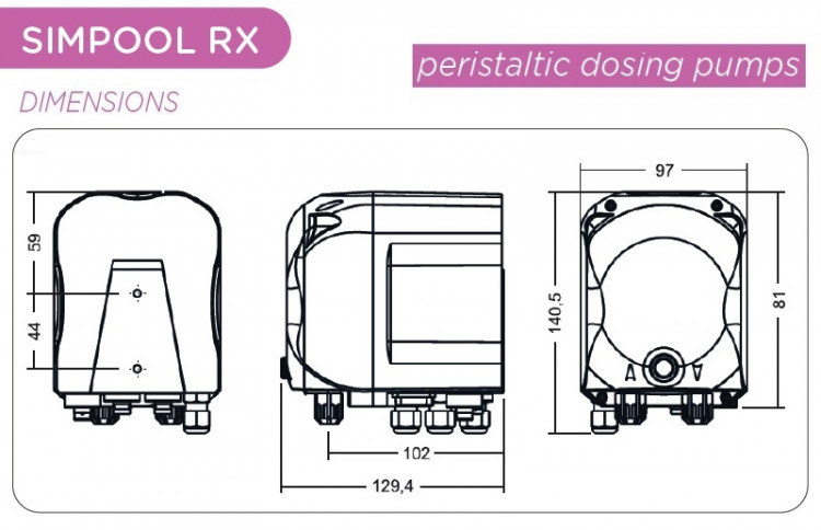 Перистальтический насос AQUA PDP SIMPOOL RX 03-01 - 230V - SANTOPRENE - COMPLETE WHITE