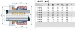 PTFE сильфонное торцевое уплотнение R-152R 65, PTFE/CER, PTFE