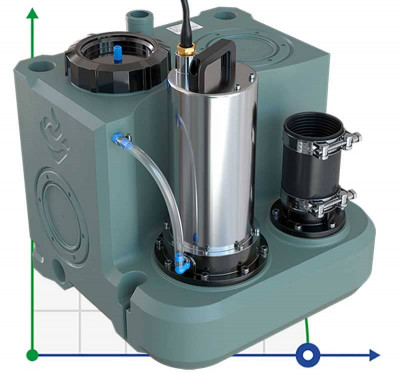 КНС сололифт для дач, бомбоубежищ, частных домов с пультом управления AIZL-1100W, 33/14, 1,5 кВт, 220V, 2800 об/мин