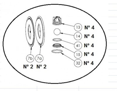 Kit de reparación para bomba neumática de membrana FLUIMAC PHOENIX 170 HTTPT