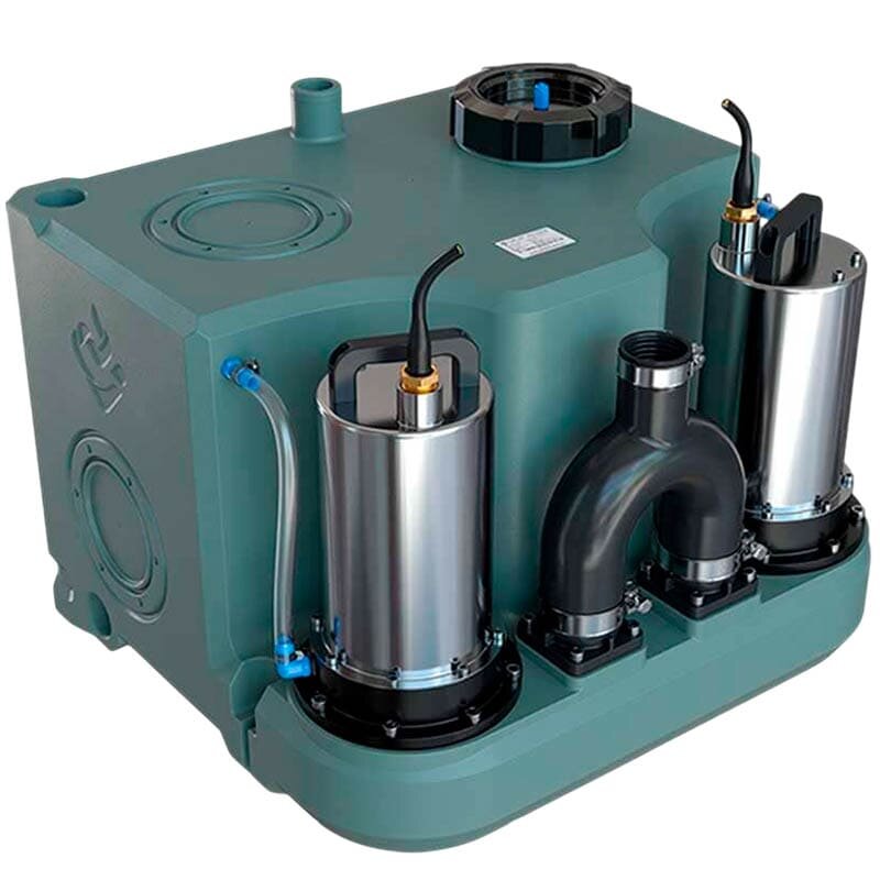 КНС сололіфт для дач і приватних будинків з двома насосами та пультом управління AIZL-750W Double, 18/11,5, 0,75 кВт, 220V, 2800 об/хв