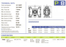 Bomba neumática de membrana FLUIMAC PHOENIX P08 PVDF+CF NBR+PTFE, 7 l/min para el bombeo de líquidos viscosos