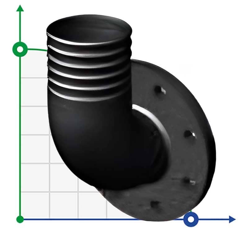 DN65/PN10 Колено Dreno N5, фланцевое соединение под шланг, чугунный корпус GG25