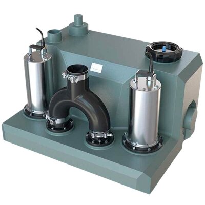 Sewage lifting unit with two pumps and control panel AIZL-1500W Double, 30/13, 1.5 kW, 220V, 2800 rpm