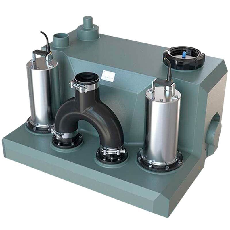 Grupo elevador de aguas residuales con dos bombas y cuadro de control AIZL-1500W Doble, 30/13, 1,5 kW, 220V, 2800 rpm