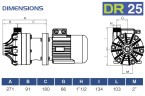 Horizontal centrifugal pump with mechanical seals DR 025 PVDF, 1.5 kW