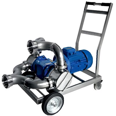Pompe à impulseur pour de pulpe de fruits LIVERANI RID MAXI Double 2Q NR TF 7,5kW, 470tr/min, 380V avec réducteur, sur chariot
