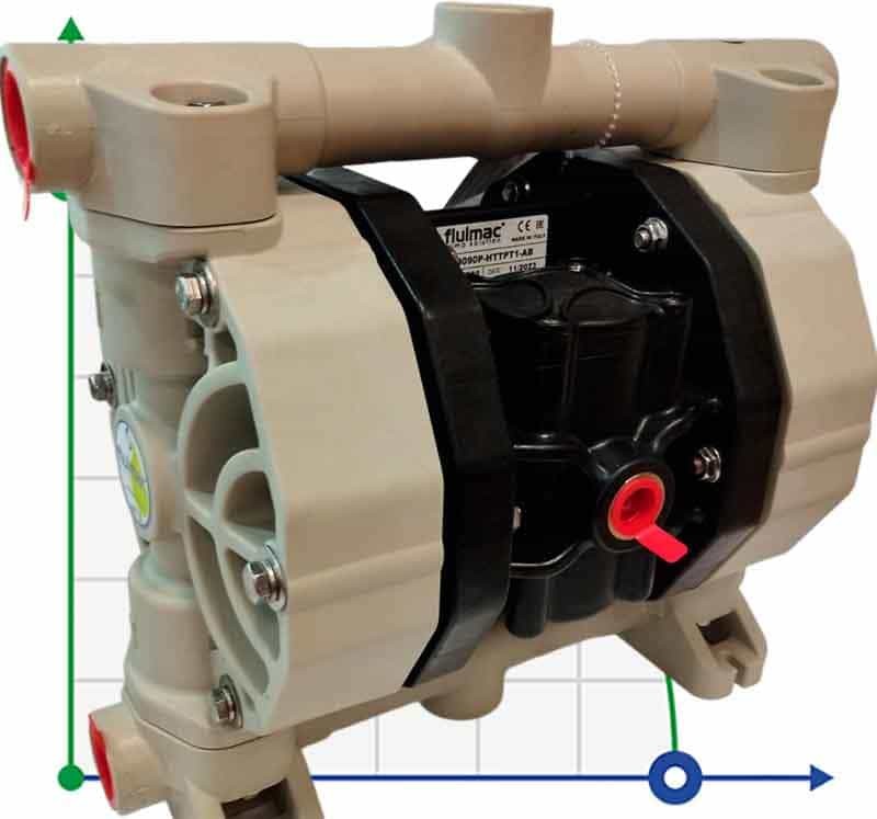 PHOENIX P90 PP HYTREL+PTFE pneumatic diaphragm pump, 100 l/min for sulphuric acid