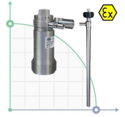 Bomba neumática barril TR ATEX 300W AISI 316L con eje Hastelloy 1200 mm