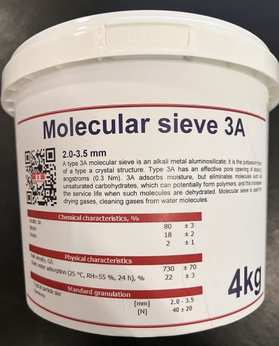 Molecular Sieve 3A, 2,0-3,5mm, packaging  4kg