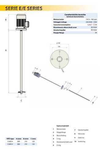 Миксер промышленный E-800-4 230В 3ф., 80см РVDF