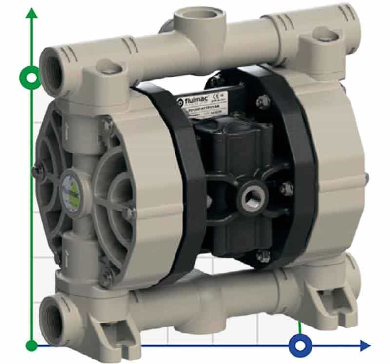 Pneumatische Membranpumpe für Schwefelsäure PHOENIX P90 PP SANTOPRENE+PTFE, 100 l/min