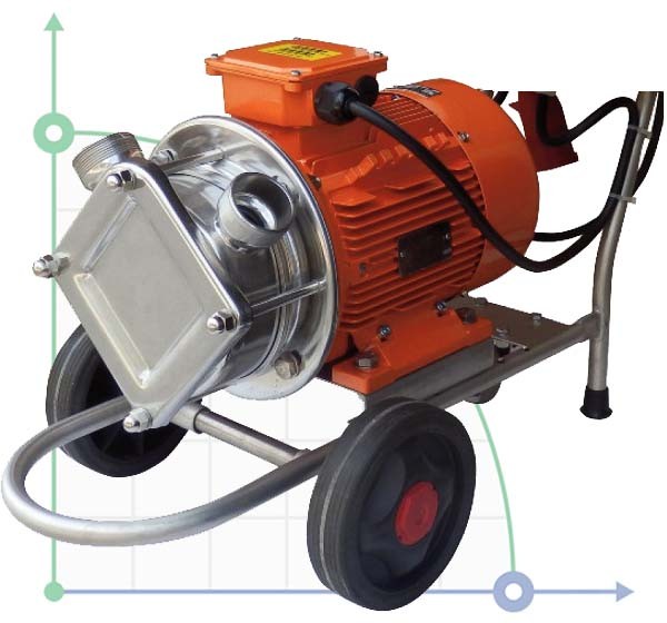 Bomba impulsora AlphaDynamic AD50/01/TR/DRP 3kW sobre carro, con protección contra marcha en seco