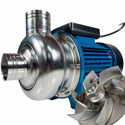 Pompe pour moût de bière à pellets TS150, 1,1 kW, AISI 304, 220 V/50 Hz, 2 900 tr/min avec turbine ouverte