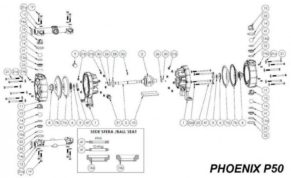 Pump housing, PVDF+CF, PHOENIX P50