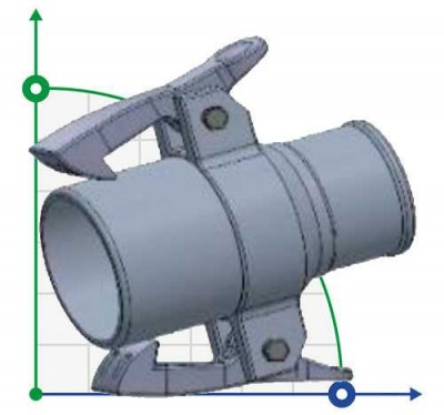 Ø75 mm Teil A ist eine Außengewindekupplung 65 mm - 2,5 Zoll, gerader Schlauch - 3 Pratzen