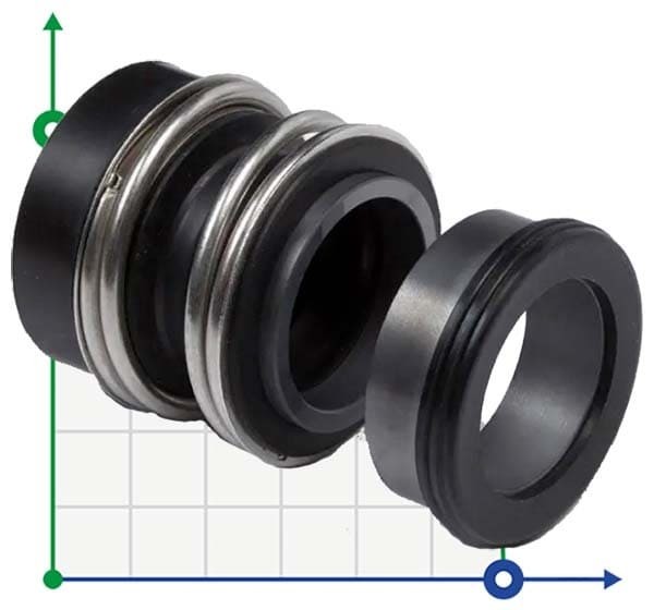 Gleitringdichtung der Pumpenwelle KSB R-MG1S6 15, SIC/SIC, VITON, 304
