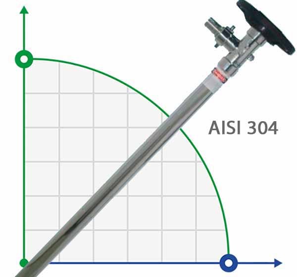 1200 mm, AISI 304, partie pompe HP (tuyau) vers la pompe baril
