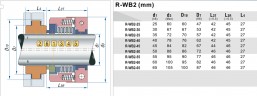 Уплотнение торцевое PTFE сильфонное R-WB2T 40, SIC/SIC, PTFE, 304