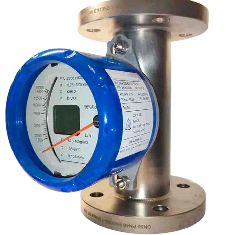 DN50 Caudalímetro de acero inoxidable rotámetro KLZZ PN16 (liquid alcohol mixture C2H5OH 96%), 1600...16000 l/h, 4-20mA, Ex