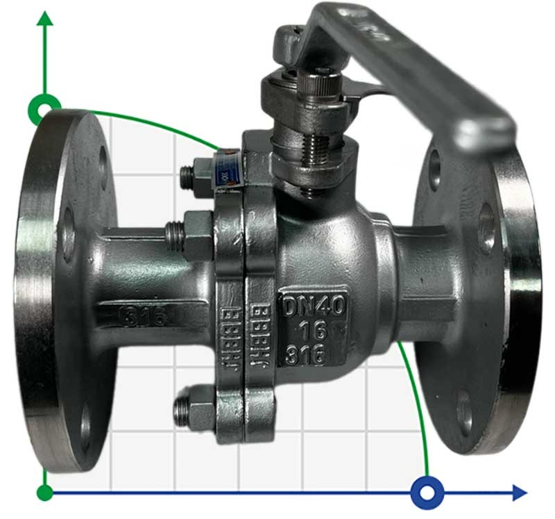 PN16 DN40 Кульовий кран з нержавіючої сталі AISI 316, Seat PTFE