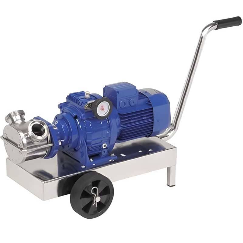 Pompe à impulseur pour de purée de fruits rouges LIVERANI VA MINOR 40 NR TF 1,5kW, 175-900tr/min, 380V avec variateur, sur chariot