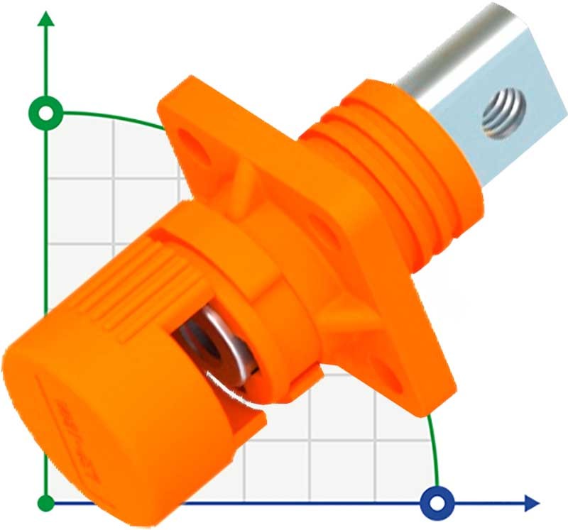 CN08-LSP200A-01-M, 200A, 1500V DC bolt connector, threaded hole, orange