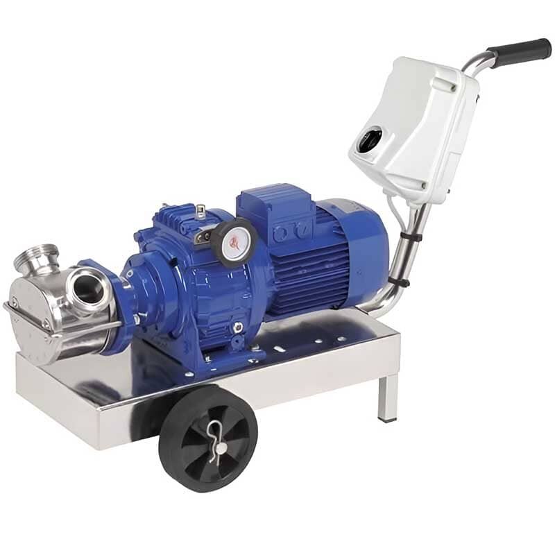 Pompe à impulseur pour moût de raisin LIVERANI VA MAXI 80 NR TF 4kW, 150-600tr/min, 380V avec variateur, sur chariot, panneau standard