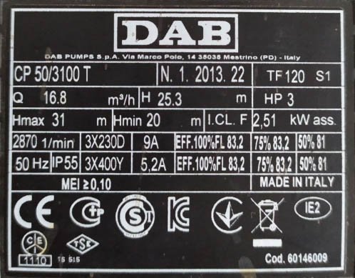 Циркуляционный насос DAB CP 50/3100 T ремонт